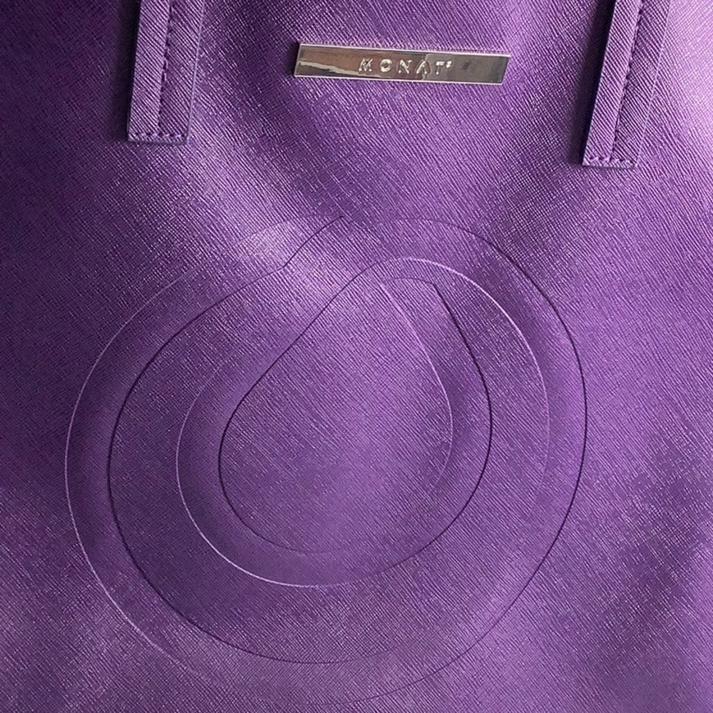 Monat Purple oversized top zippered shoulder purse bag & Cosmetic pouch NWOT - Picture 7 of 14